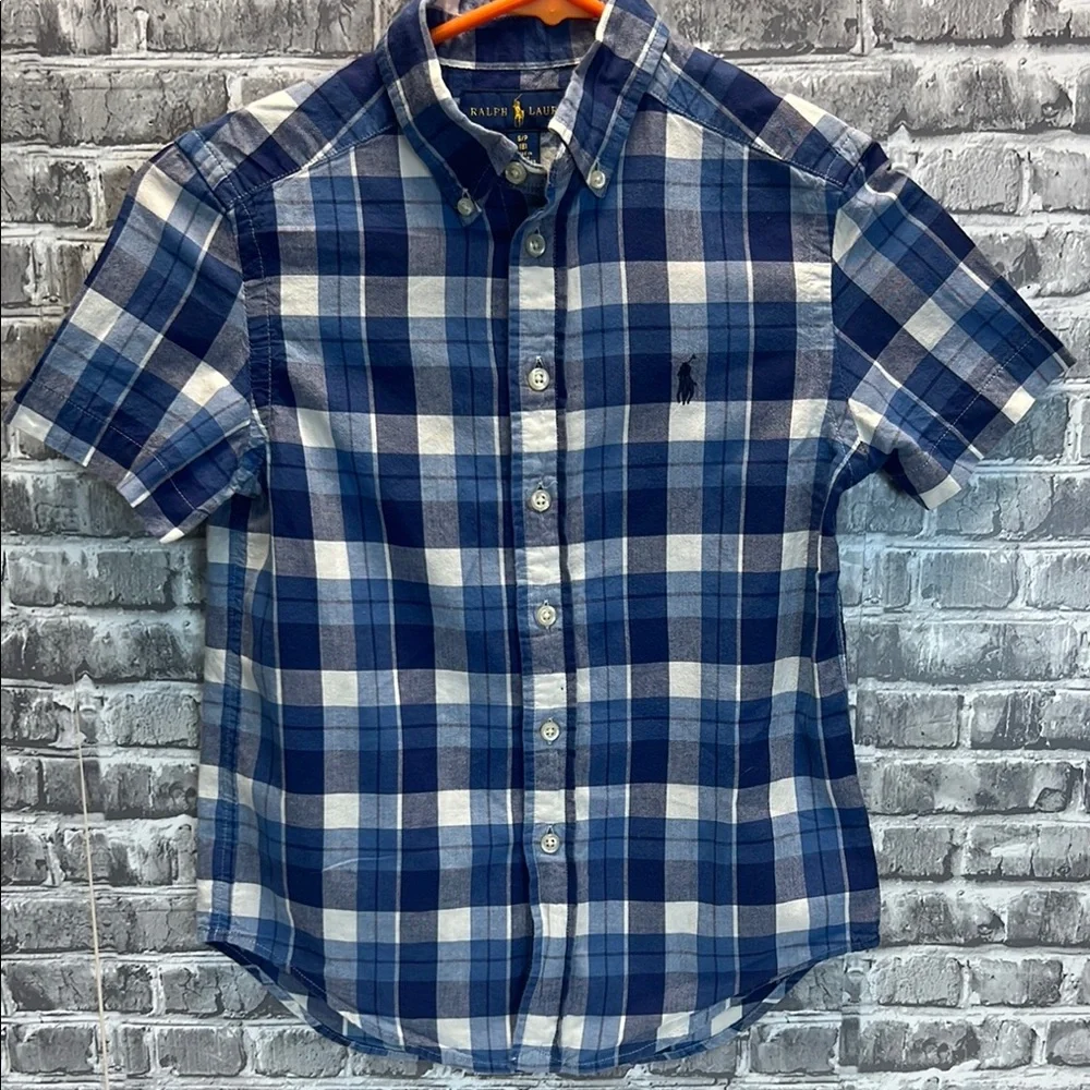 Boys Ralph Lauren Navy and White Plaid Shirt